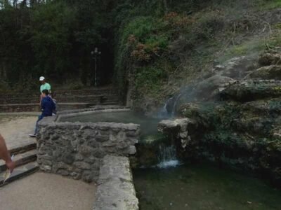 Hot Water Cascade: Hot Spring above Ground in Park - Arkansas